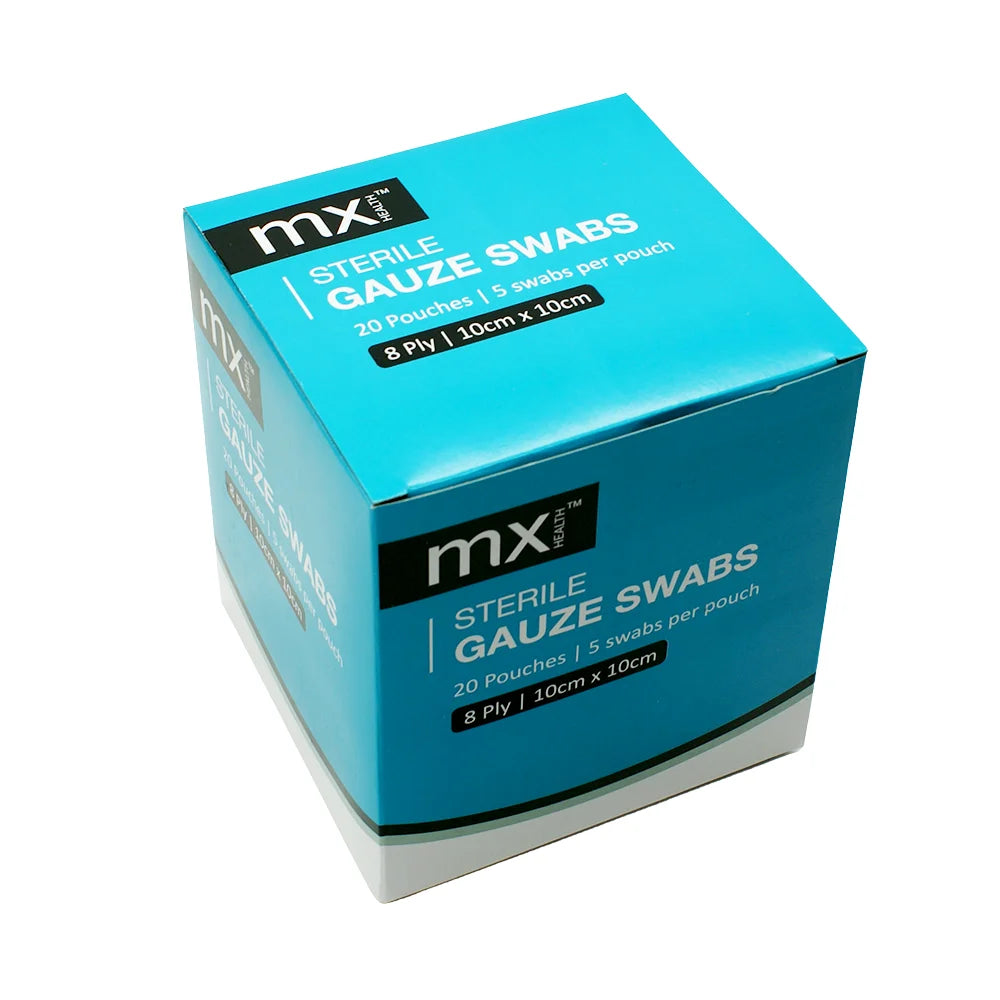 mx Sterile Gauze Swabs 10x10cm 8ply (20's)-Image 1